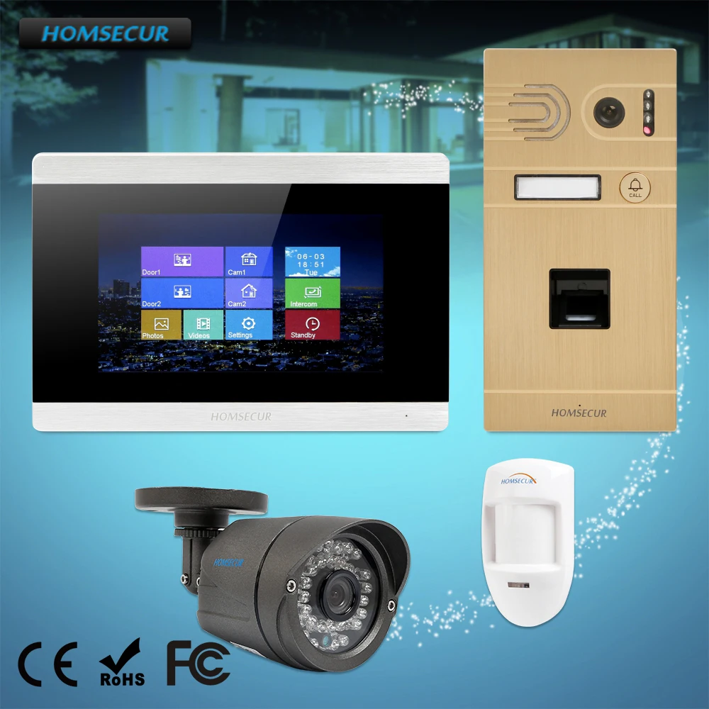 HOMSECUR 7\ Video Door Phone Intercom System CCTV Camera Motion Detection Alarm Function BC061-G+BM715-S