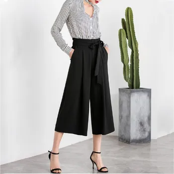 

Pocket Wide Leg Pant Bow Belt Trousers For Women Women Casual Loose Wide Leg Pants Elastic Waist Trousers Casual Pants