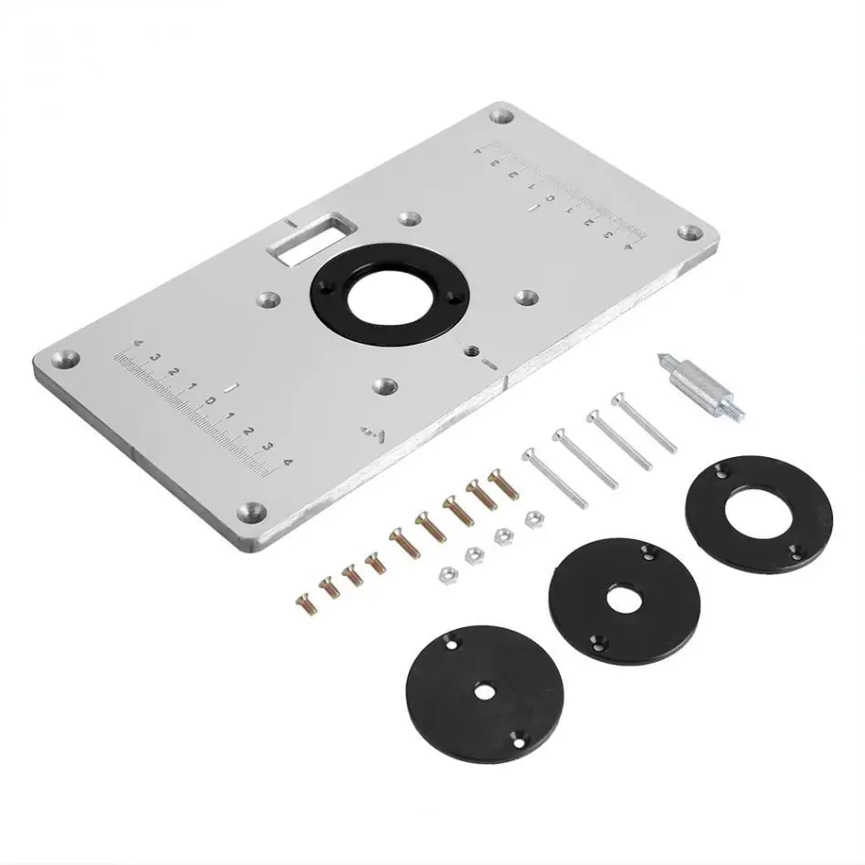 

New Aluminum Alloy For Wood Working Router Table Insert Plate With 4 Rings Tools For Woodworking Benches 235mm * 120mm * 8mm