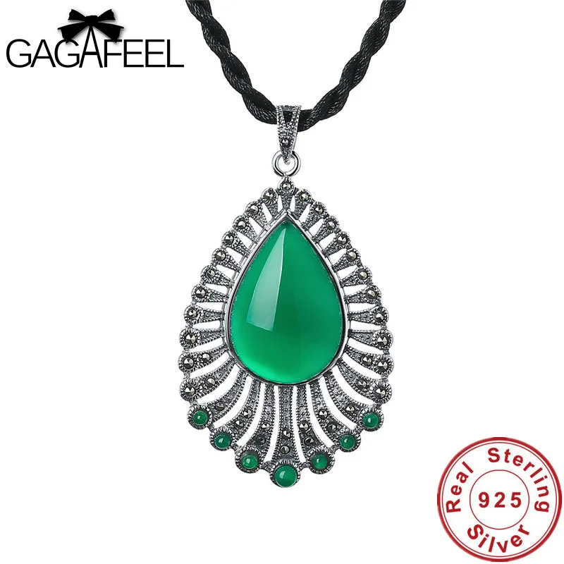 

GAGAFEEL Thai Silver Chalcedony Peacock Open Pendant for Women 925 Sterling Silver Inlaid Female Pendant Jewelry Charm Wholesale