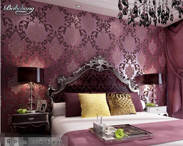 Beibehang European Style Luxury Purple White Yellow Wallpaper Beibehang European Style Luxury Purple White Yellow Wallpaper High Quality Desktop Bedside Wedding Room Decoration