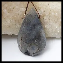 Натуральный камень, ювелирные изделия ожерелье, Drusy Радуга железа Пирит камень кулон, 46x27x12 мм, 14,9 г