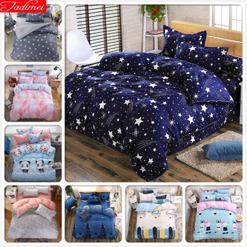 

3D Bedding Sets Star Galxy Duvet Cover Blue White Grey 4pcs 3pcs Bed sheet Single Twin Full Queen Size Kids Boy geometric linens