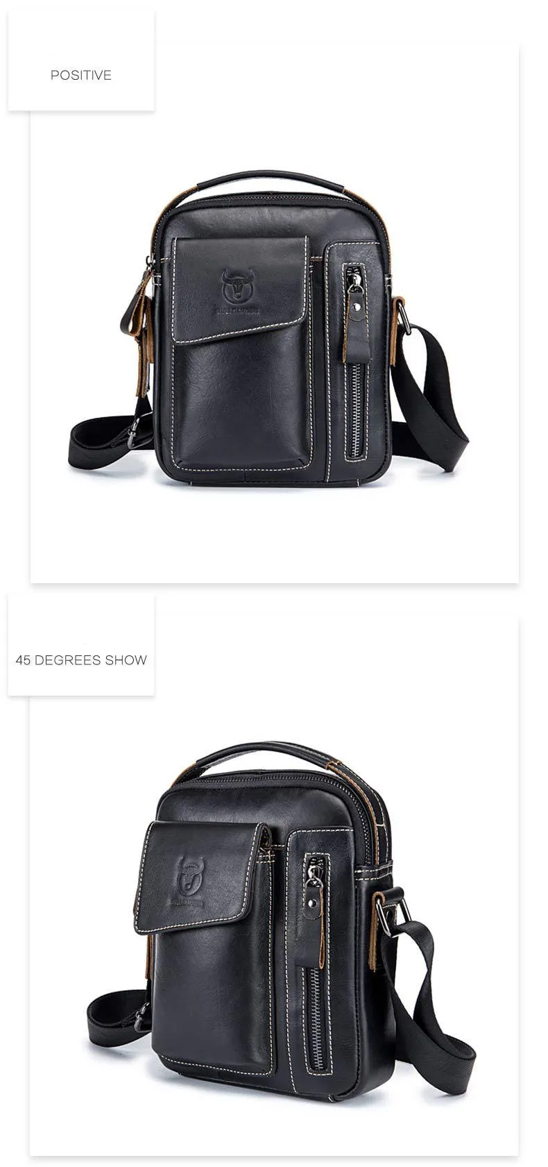 Genuine Leather men's Crossbody bag Vintage cow leather man Messenger Bags Small Shoulder bag for male Casual handbag