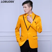 Модные мужские костюмы куртки свадебные сценические пиджаки Одежда для выпускного вечера Формальные певица хора наряд вечерние Вечеринка хост шоу костюмы