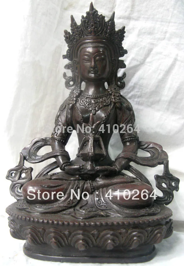 

old craft 20cm Collectibles "Guanyin" Buddha bronze classic oblation statue (A0314)
