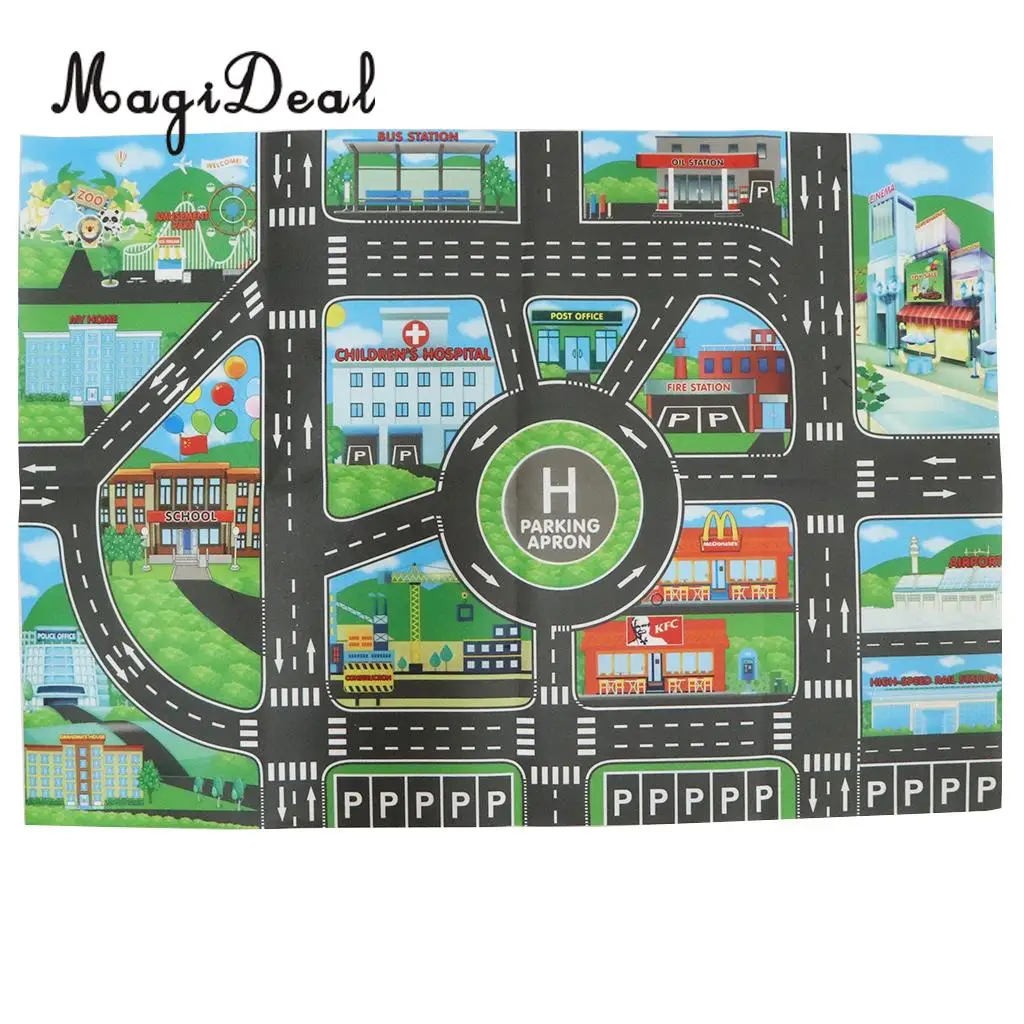 City Traffic Road Carpet Playmat Rug For Cars & Train Game Toys Baby Children Educational Play Mat For Bedroom Play Room Game #B