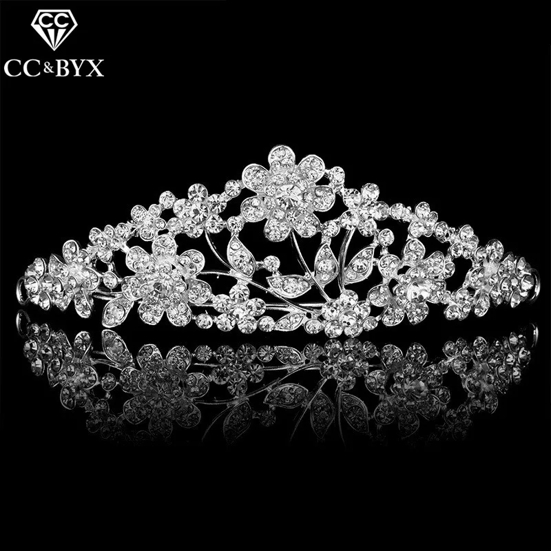 CC Small Tiaras And Crowns Crystal Flowers Hollow Design Wedding Hair