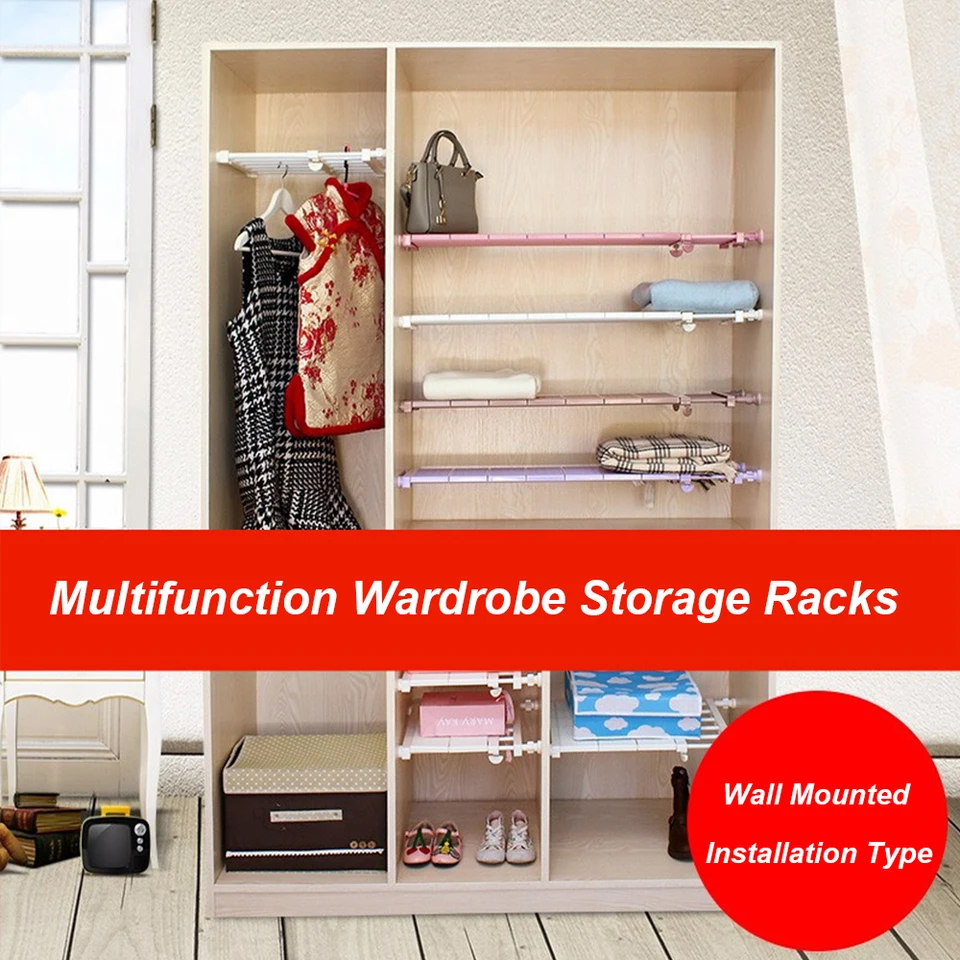 Adjustable Closet Organizer Wall Mounted Kitchen Storage Shelf