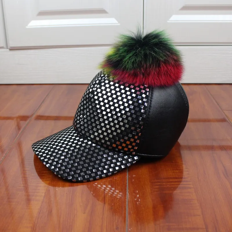 ladies leather baseball cap