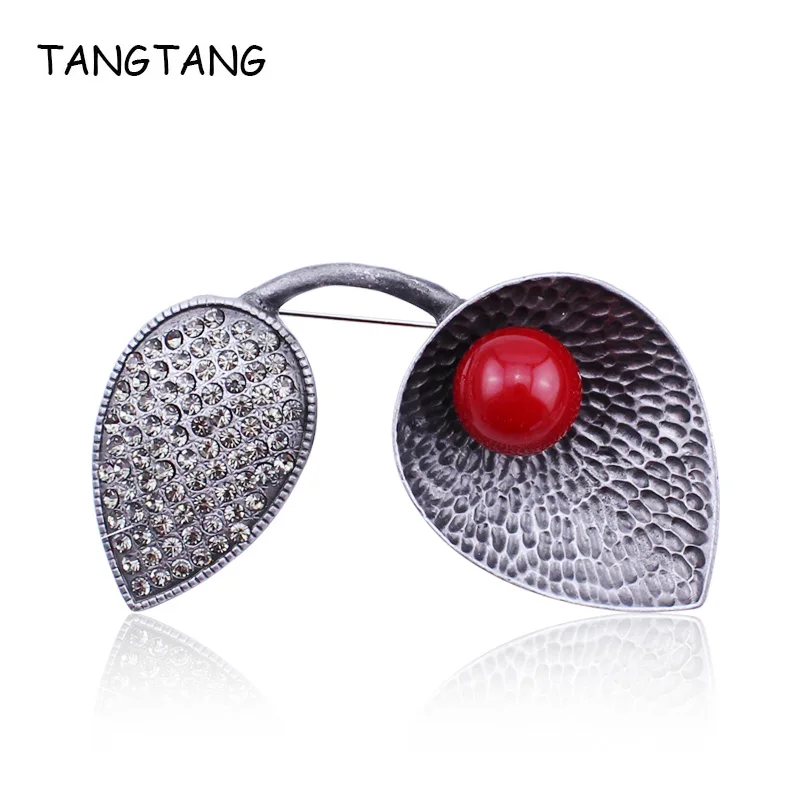 

Tin Plated Red Stone / White Simulated Pearl Alloy Black Brooch Leaf Shape Inlay Rhinestone Jewelry Pins Gift, Item NO.: BH8303