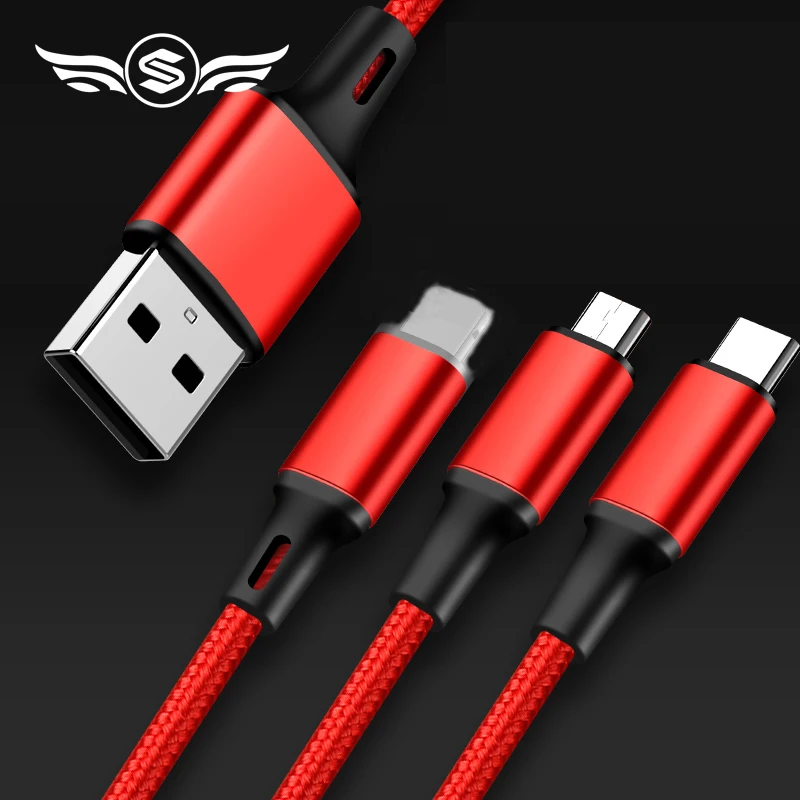 

Newest 3 In 1 Micro USB Type C Charger Cable Multi Usb Port Multiple Usb Charging Cable Usbc Mobile Phone Cables For Samsung