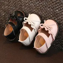 Детская кожаная обувь Новые Осенние милые женские туфли с мягкой подошвой для малышей с рюшами и бантом тонкие туфли принцессы для малышей 0-1-3 лет