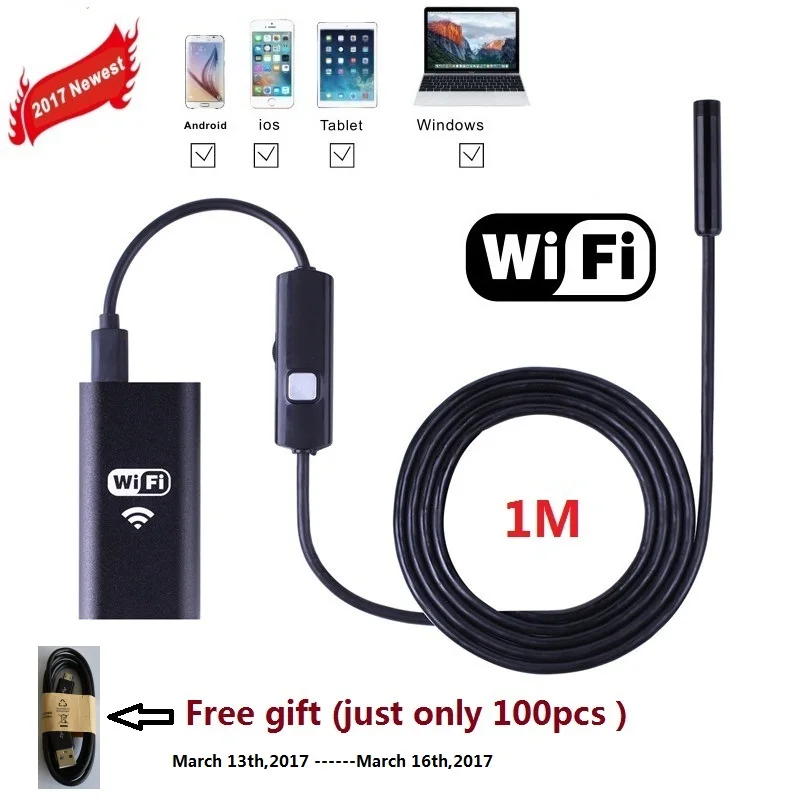 

1M Zjuxin WiFi Endoscope 8mm Lens endoscope iphone NEW one endoscope camera android with 6 led mini wifi camera