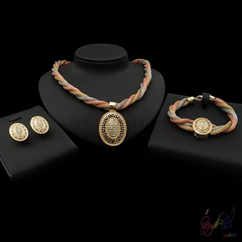 

3 color gold plating jewelry sets pendant chain jewellery set china manufacturer