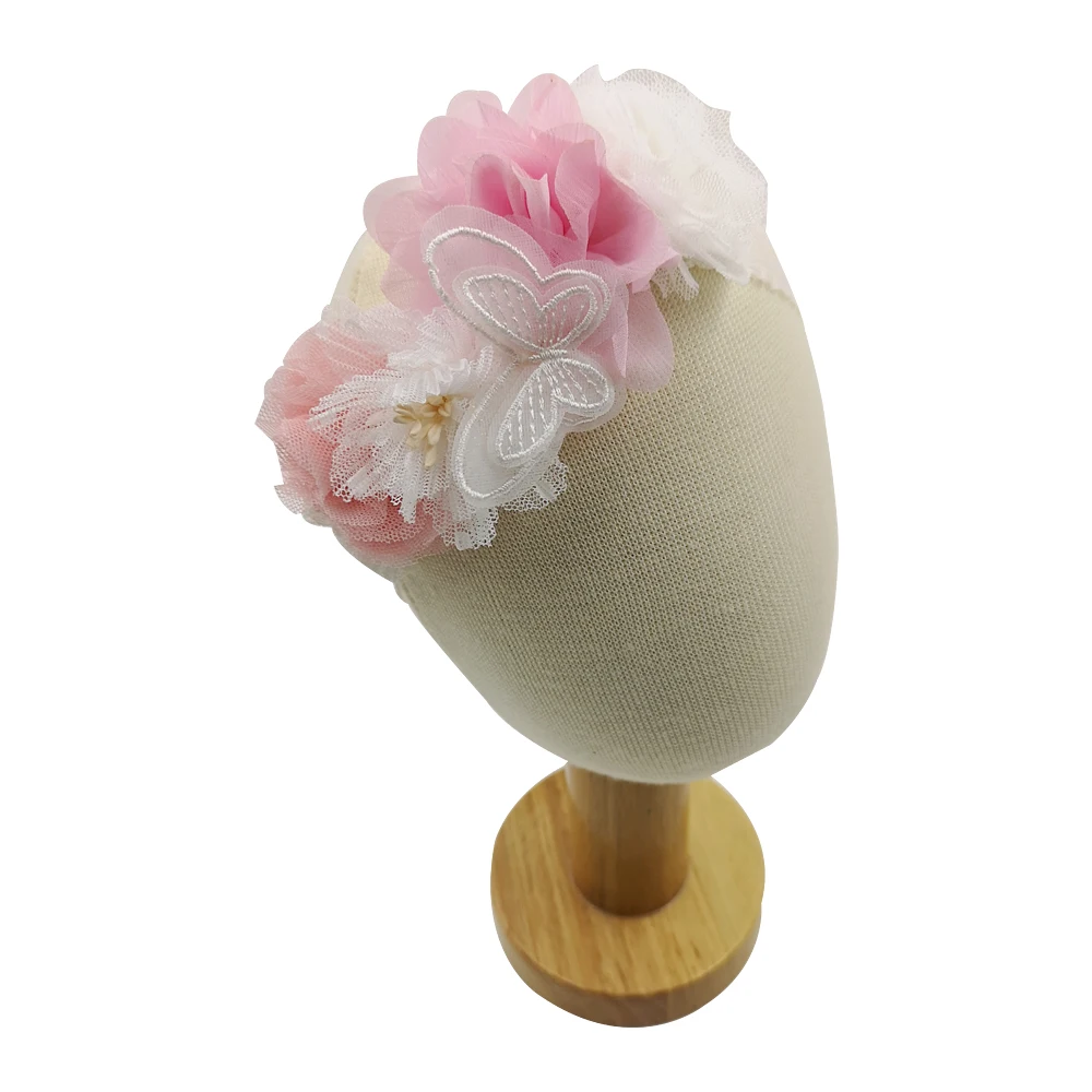 

Baby Girls Chiffon Flower Headband 2Colors Butterfly Elastic Vintage Headwear Baby Hair Accessory Kidocheese