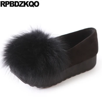 

Black Creepers Platform Shoes Fur Thick Sole China Elevator Chinese Flats Cute Women Muffin Drop Shipping Spring Autumn Latest