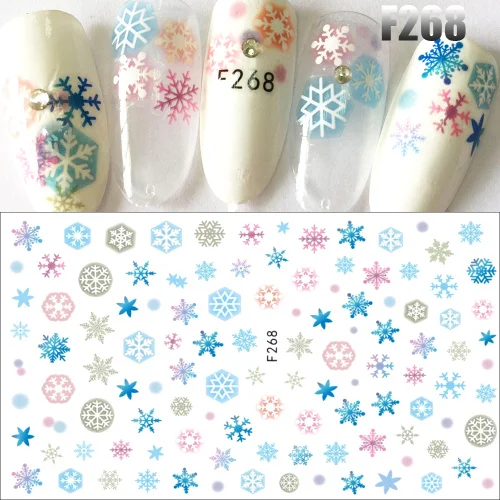 1 шт снежинка для ногтей наклейки Рождественский стиль наклейки для ногтей украшения для ногтей 3d клей ManicureTRF267-270 - Цвет: F268