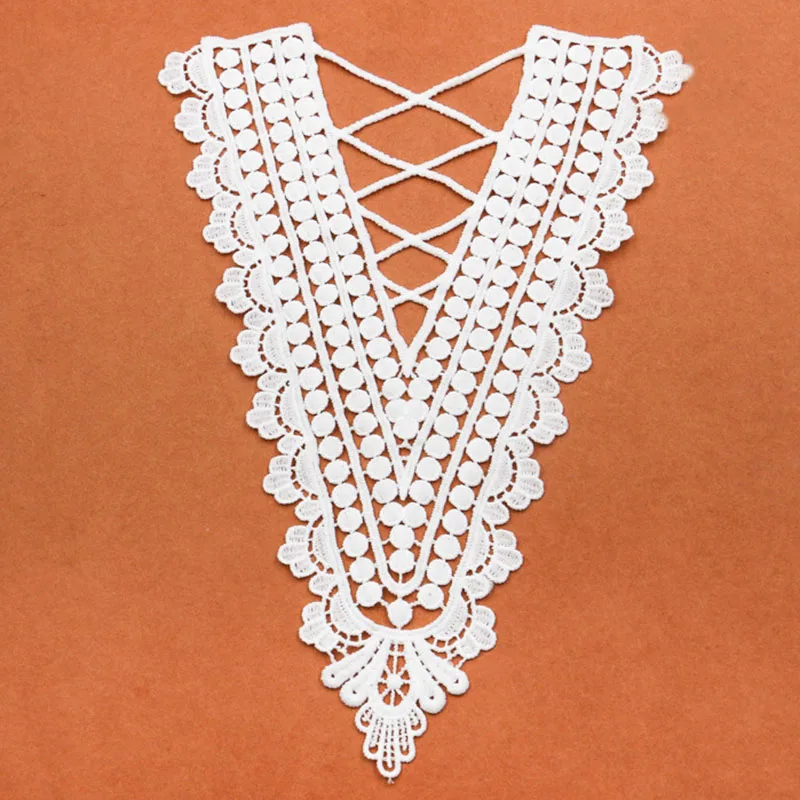 

1 Piece Craft collar Venise Ivory Floral Embroidered Applique Trim Decorated Lace Neckline Collar Sewing Wedding Dress Blouse