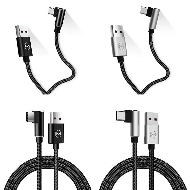 

OOTDTY 90 Degree Type C Cable Max 5A Fast Charging For Samsung S8 Xiaomi Oneplus Huawei