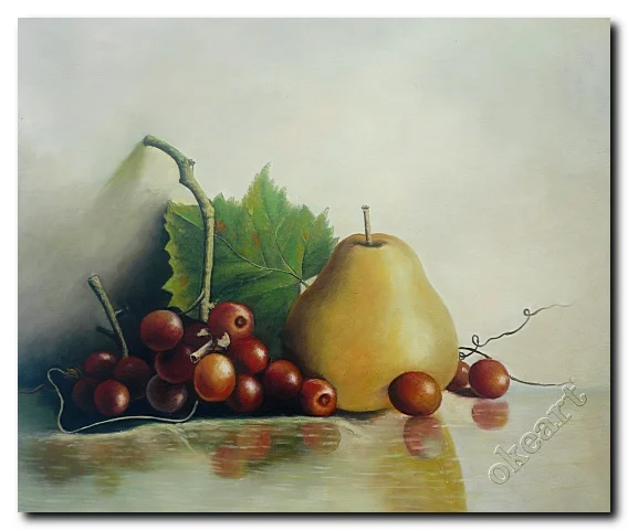 Pintado a mano pintura al óleo bodegones de frutas peras uvas home ... Uvas pintadas