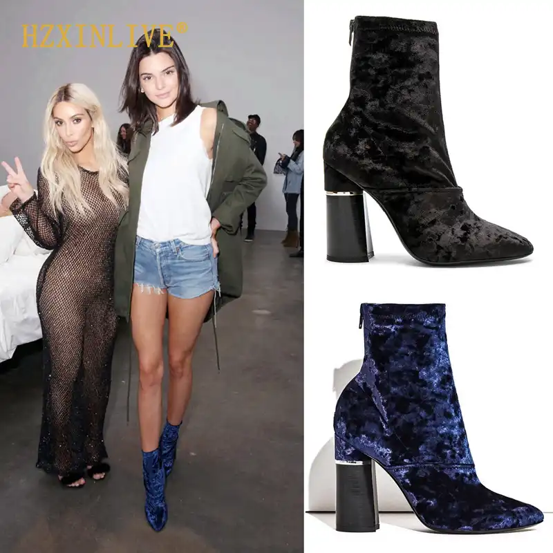 kendall and kylie velvet boots