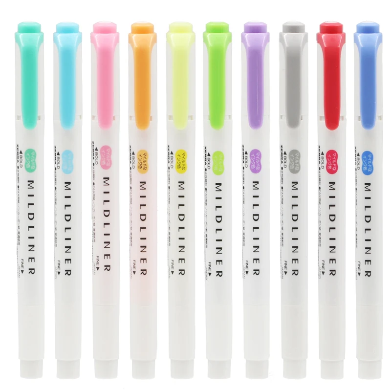 

1pc Zebra Mildliner Double-Sided Highlighter Fine / Bold 20 Colors Fluorescent Pen Hook Pen Highlighter Marker Pen