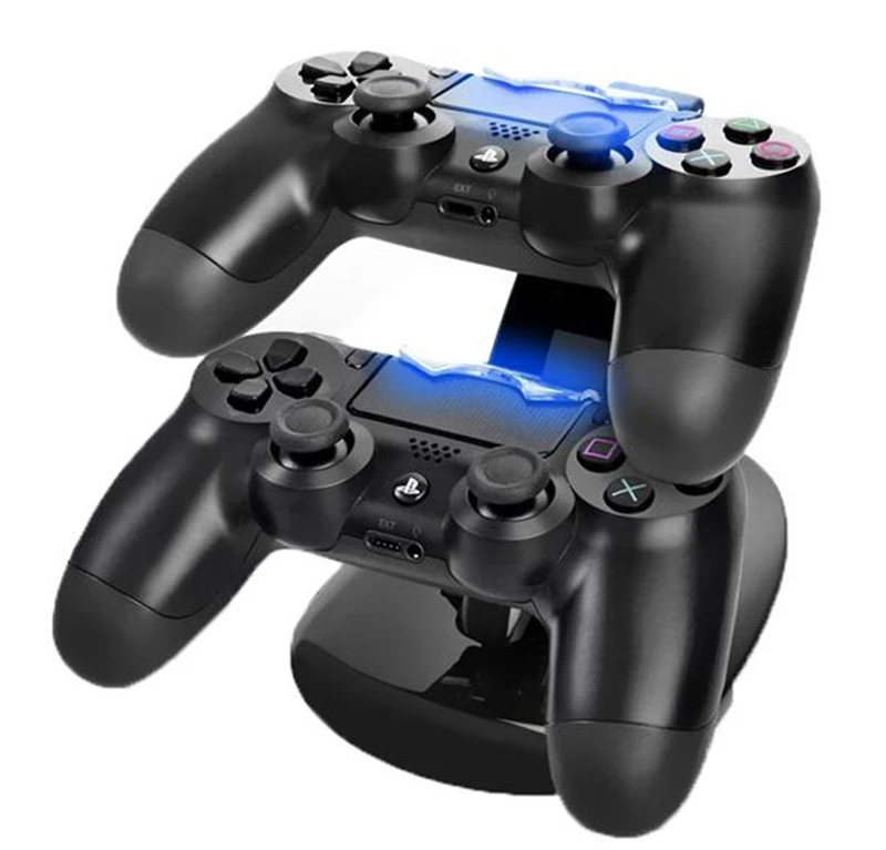 Для PS4 геймпад Dual USB настольная подставка быстрой Зарядное устройство синий светодиодный док-станция для зарядки контроллера зарядки и хранить