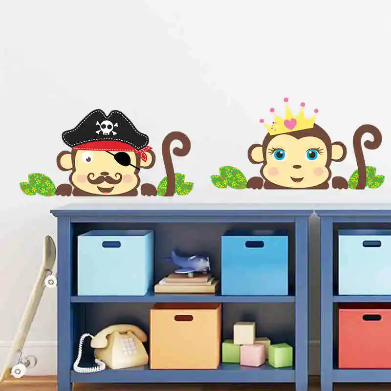 DIY Monkeys Partner Wall Stickers For Kids Rooms Nursery Decorations