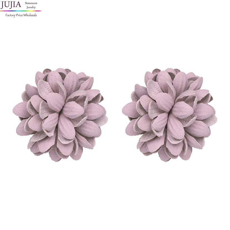 

JUJIa New 19 colors women statement rebbon flower earring fashion vintage flower stud Earrings for women
