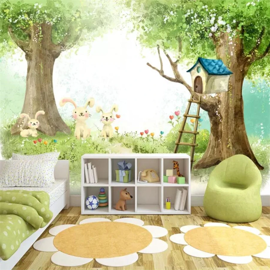

beibehang Custom home decoration painting 3d cute cartoon children's room decoration TV background wall living room 3d wallpaper