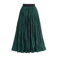Women Long Skirt Elastic Waist Pleated Maxi Skirts Beach Boho Vintage Twisted Large Swing Skirt Summer Jupe Femme Dropship J#20