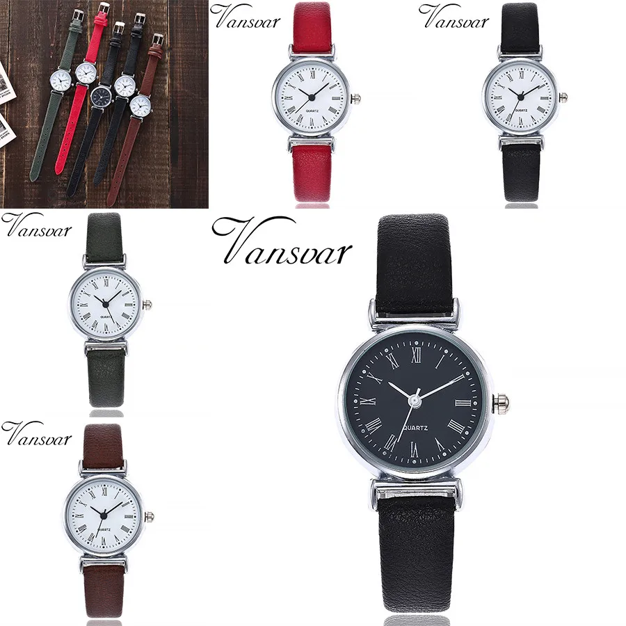 

vansvar Women's Casual Quartz Leather Band Newv Strap Watch Analog Wrist Watch luxury fashion stainless steel watches A40