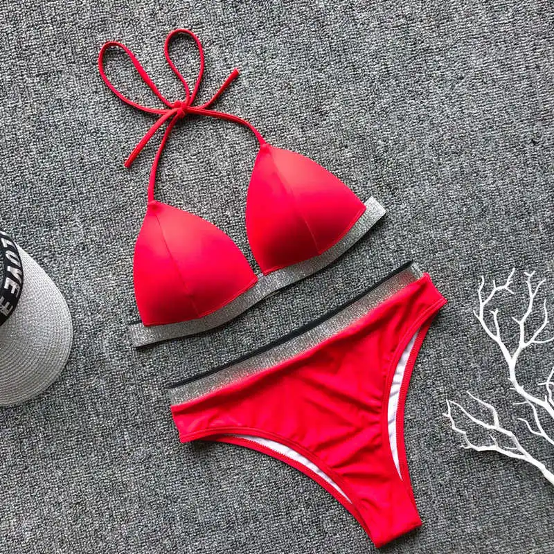Bikinx микро бикини с высоким вырезом купальный костюм пикантный женский купальник раздельный треугольный Пуш Ап купальник для женщин купальные костюмы biquini - Цвет: 2069-5