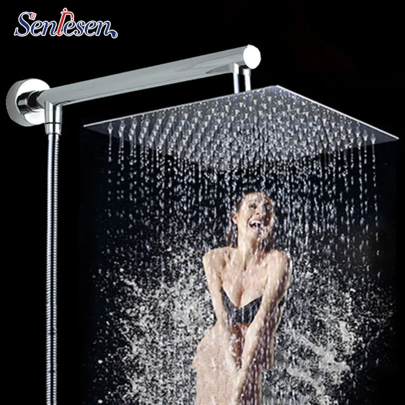 Wholesale And Retail stainless Steel Wall Mounted Square Rain Shower Head Shower Hose G1/2