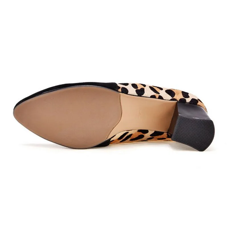 Parti Taille Pompes 33 Bout Rond Sexy Léopard Talon En À Femmes Talons Véritable Noir 42 Épais Hauts Cuir Chaussures Coolcept xSwaIZqw