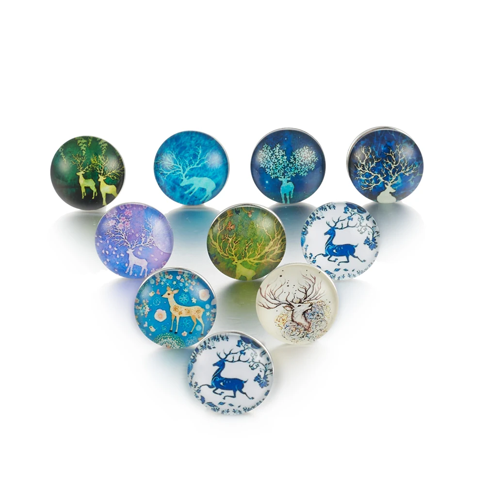 

Wholesale Cartoon deer Snap Jewelry 18mm Snap Buttons DIY Glass Buttons For Women TZ4046