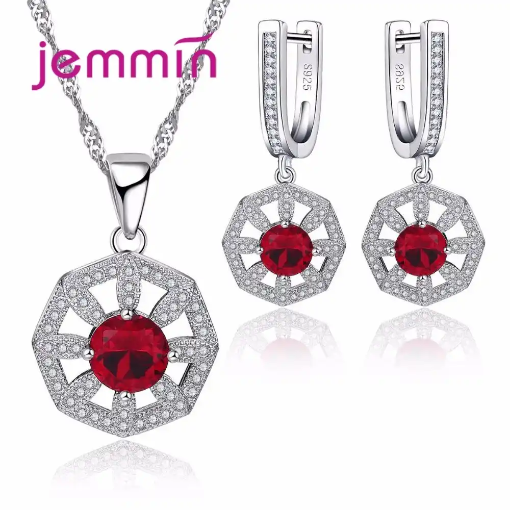 Plata esterlina 925 Cristal Negro Cubic Zirconia Collar Colgante /& Pendiente Conjunto