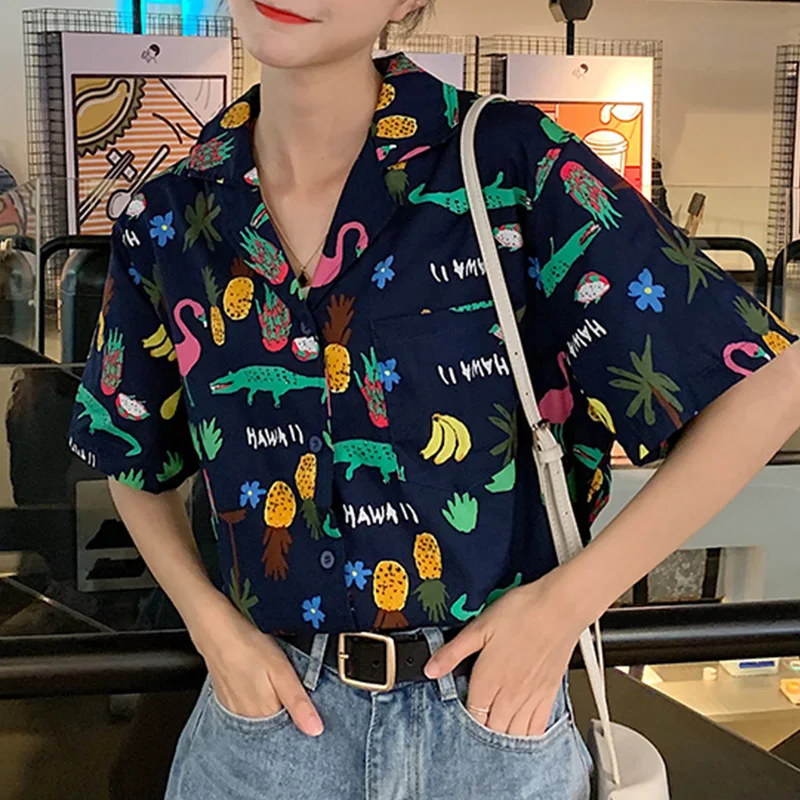 Блузка женская пляжная с коротким рукавом Модный повседневный топ отложным