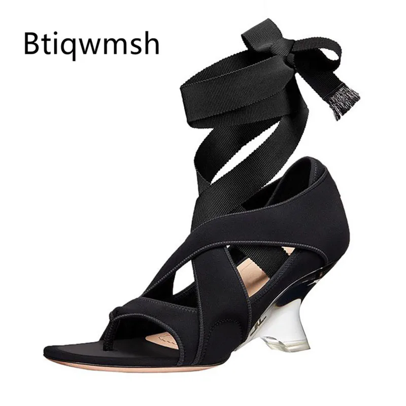 

2019 Chic Design Gladiator Sandals Women Peep Toe Cross Strap Transparent Strange High Heel Shoes Woman Ballet Shoes
