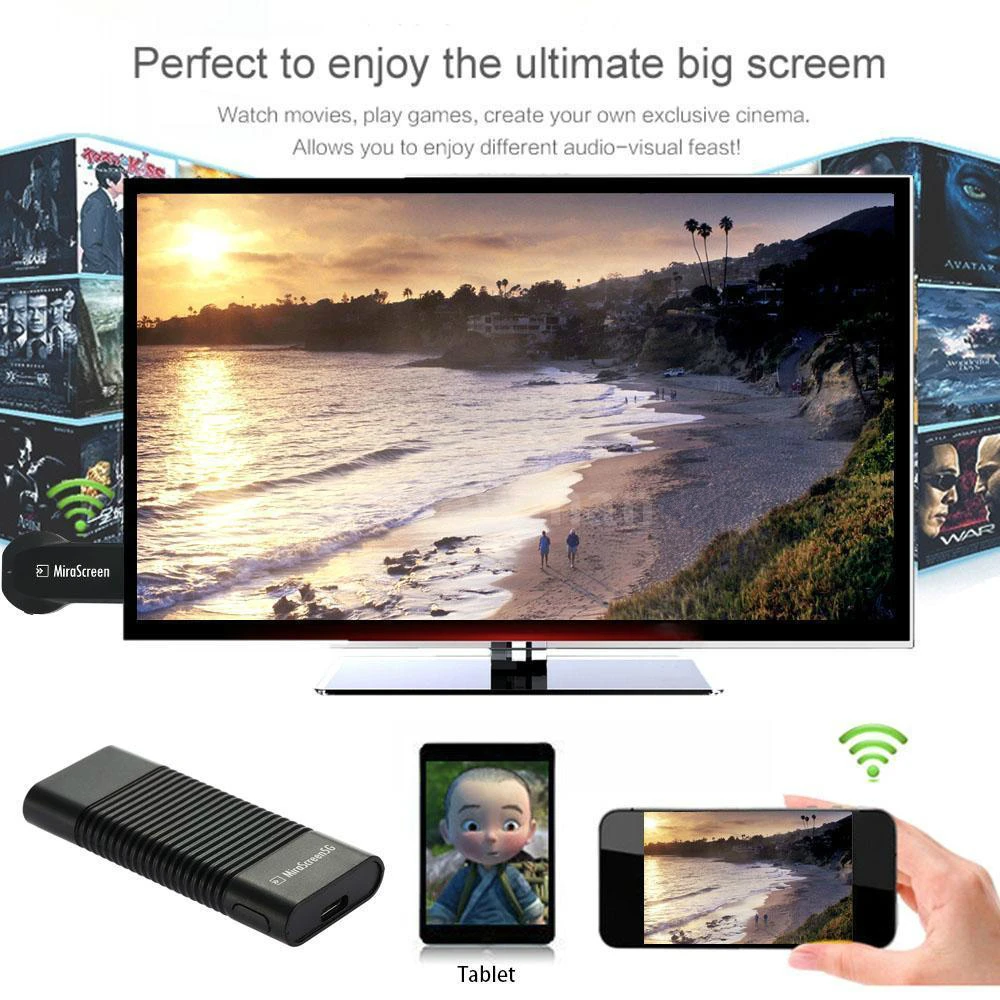 5G MiraScreen Wireless Wifi Dongle Video HDMI Adapter TO TV For iPad