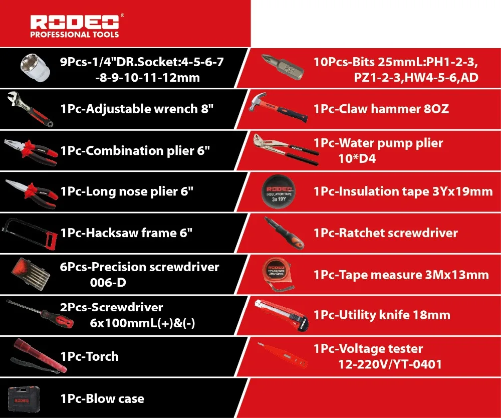 RODEO HTS9040 40 шт. домашний инструмент набор инструментов для домашнего ремонта