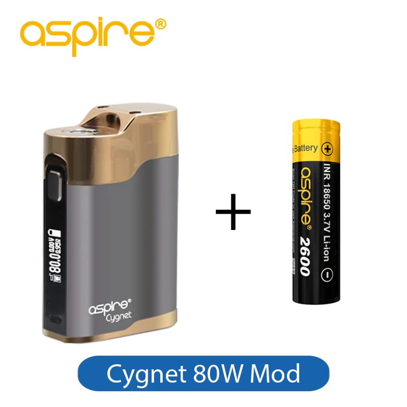 

Original Vaporizer Box Mod Aspire Cygnet 80W Mod with Electronic Cigarette Single 18650 Battery 2600mAh Included