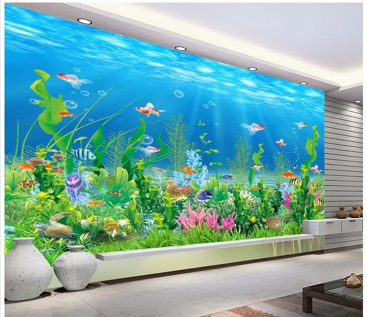 

3d wallpaper custom photo non-woven mural wall sticker 3 d Coral sea world fish painting picture 3d wall room murals wallpaper