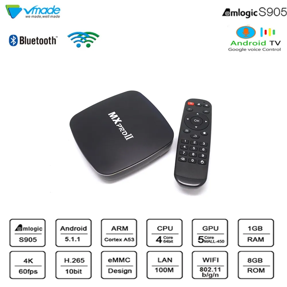 Vmade Mxpro 2 TV Box Android 5.1 OS Octa Core Smart TV Box 1gb 8gb