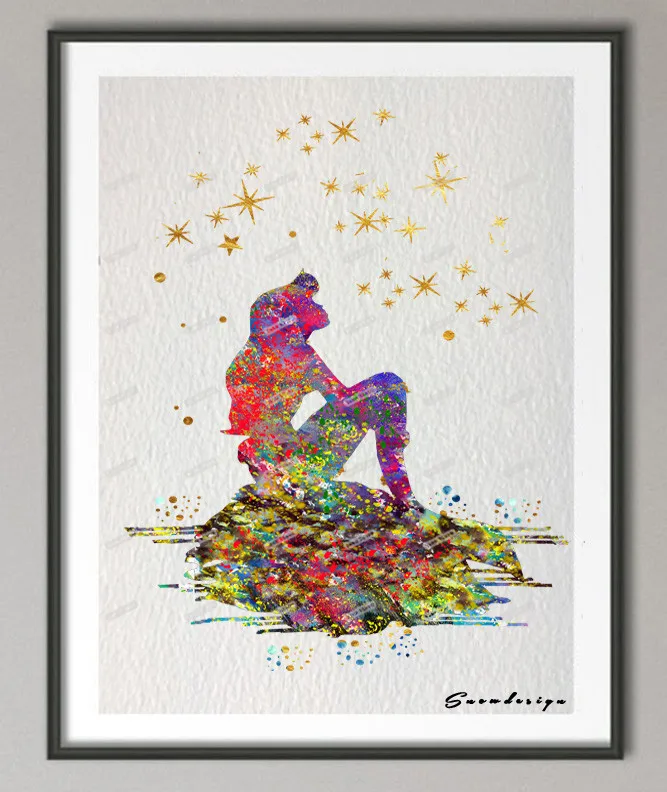 Personalised Name and Photo Princess Ariel Bedroom A4 or A3 Photo Wall Poster