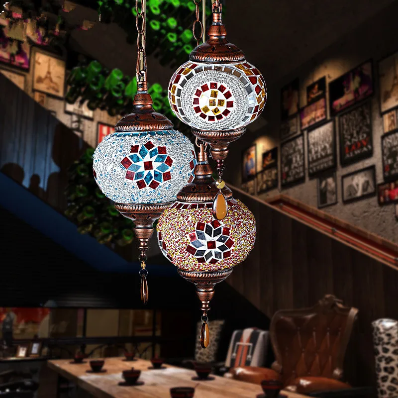 Богемные средиземноморские лампы в турецком стиле для ресторана, бара, спальни, витражные стеклянные подвесные лампы для внутреннего дома, Ретро Декор, лампа в марокканском стиле