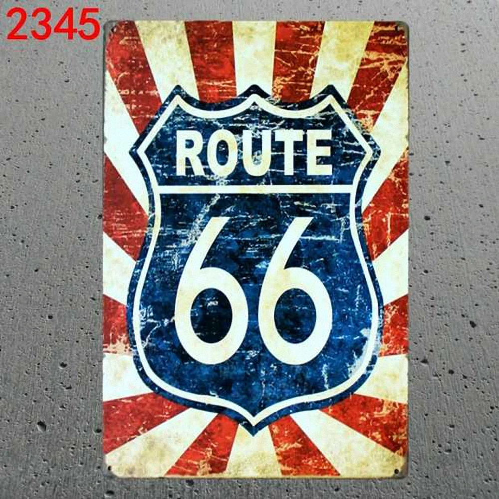 22 PCS Route 66 Series 20X30 CM Mix Items Retro Metal Painting Signs Wall Sticker Doorplate Iron Art Wall Decoration