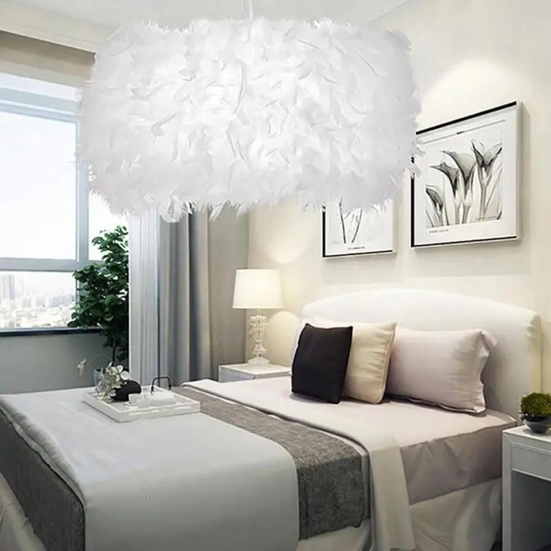 Moderno colgante de luz romántica de PVC pluma lámpara Lamparas brillo E27 110-220 V para dormitorio sala de estar comedor z35 Moderno colgante de luz romántica de PVC pluma lámpara Lamparas brillo E27 110-220 V para dormitorio sala de estar comedor z35
