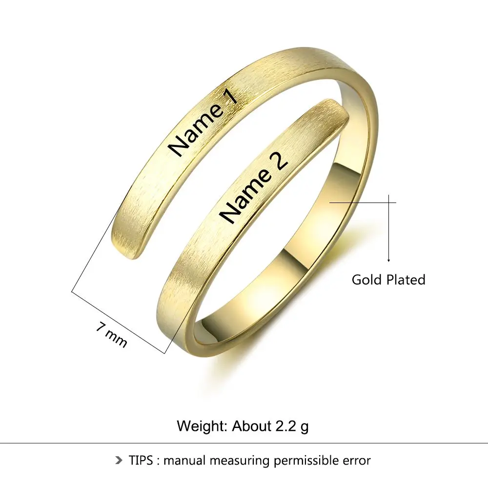 Personalized Ring Customize Engraved Names 3 Colors Available Adjustable Rings For Women Anniversary Jewelry (JewelOra RI103498)